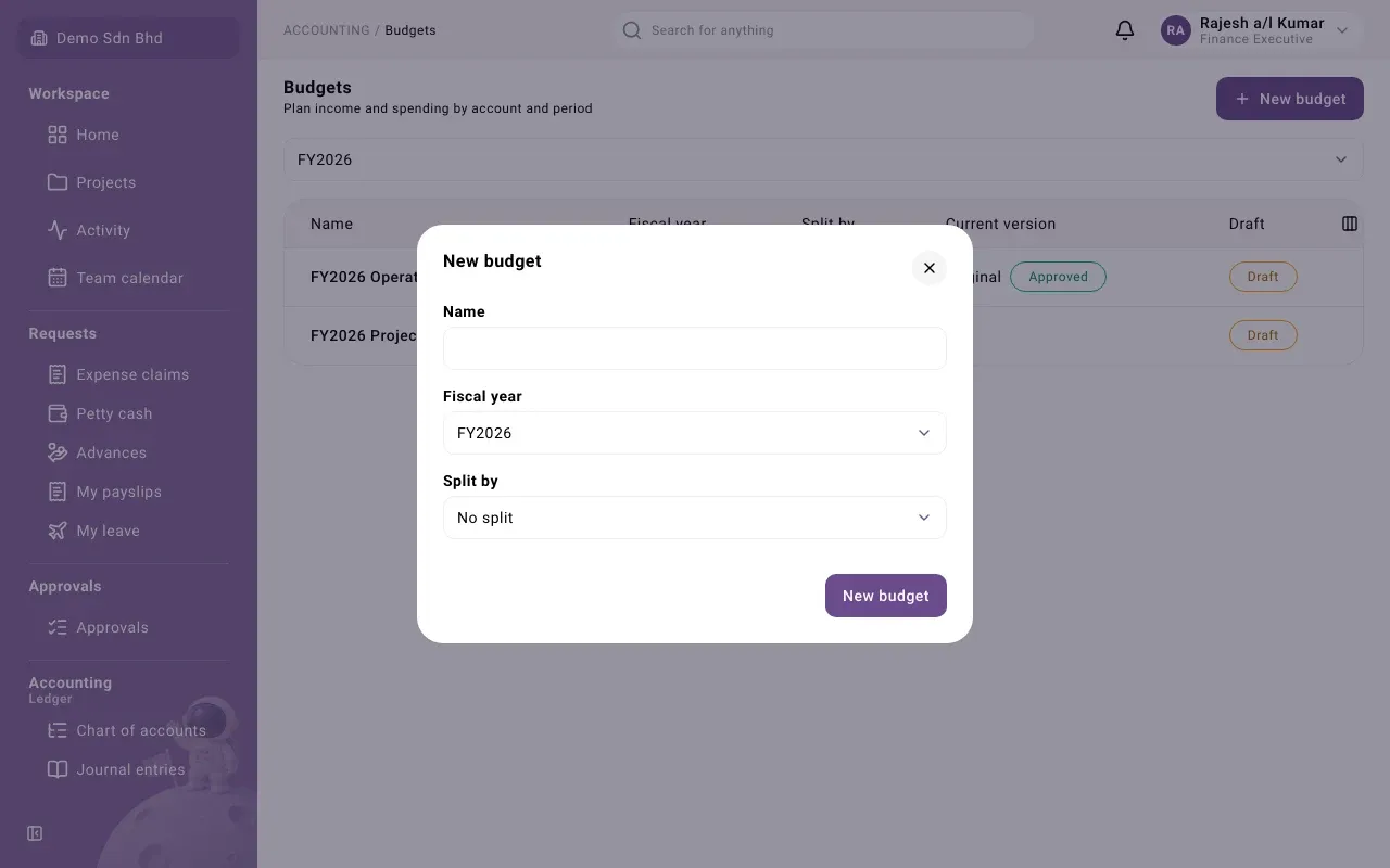 The New budget form