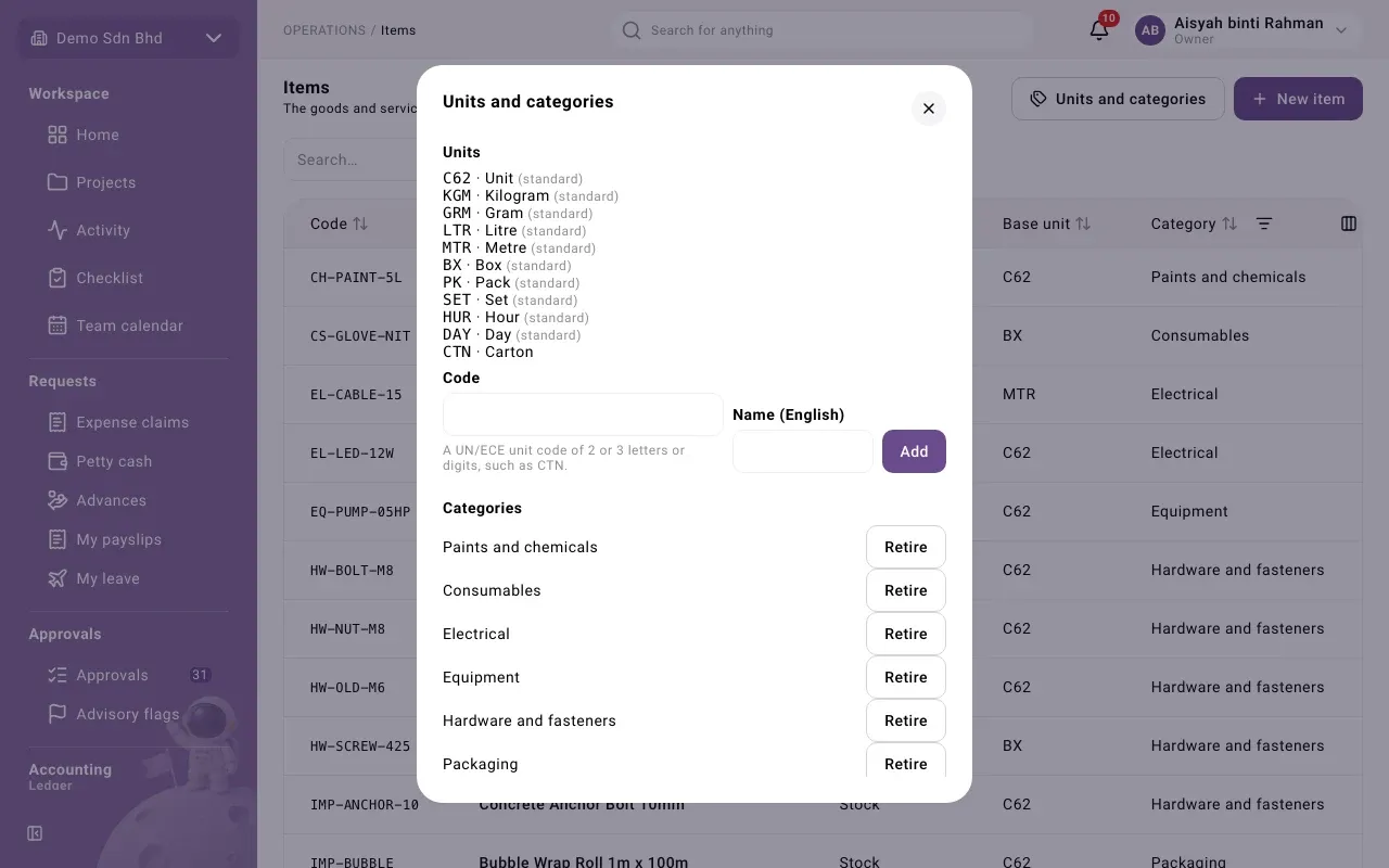 Units and categories