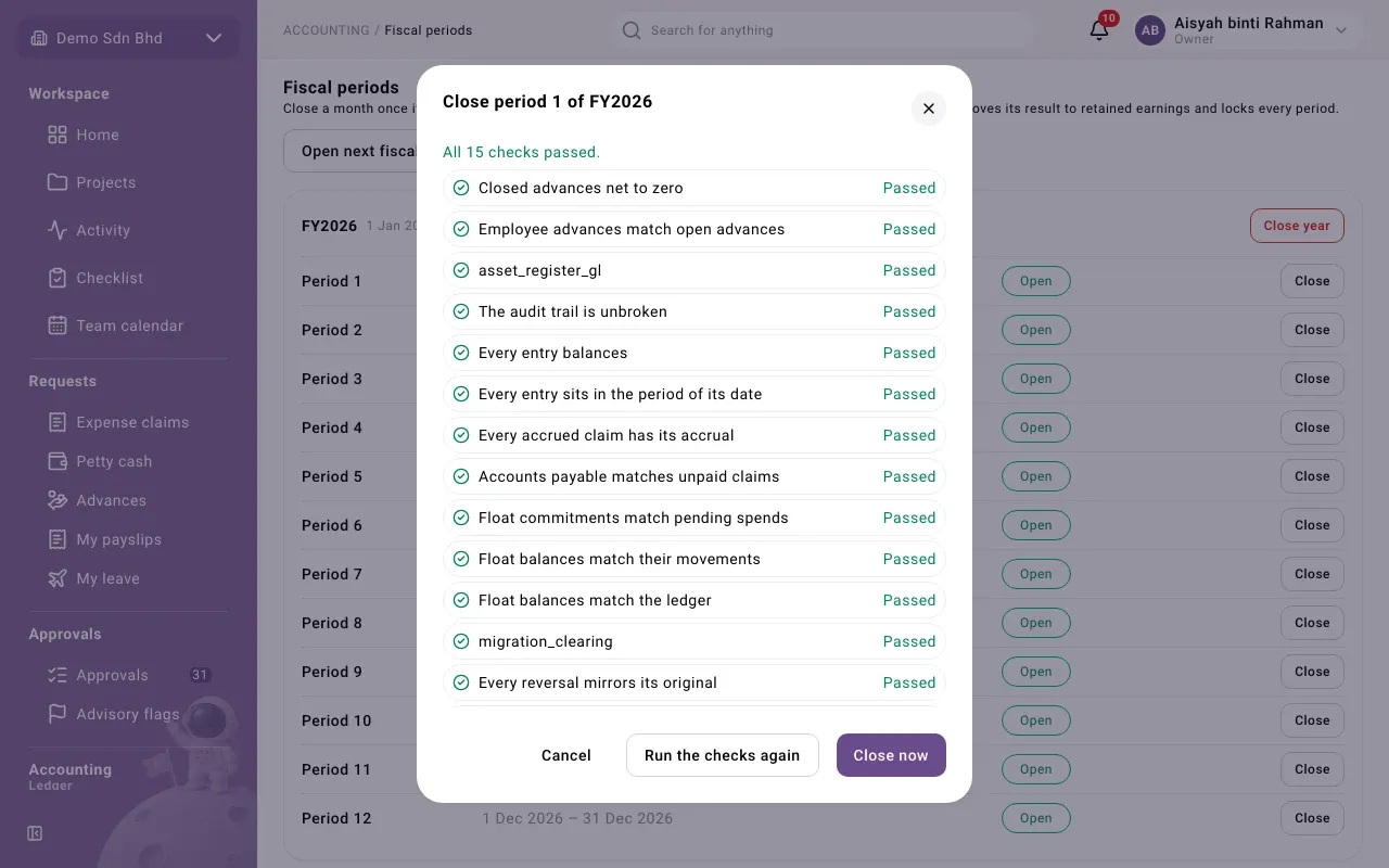 Closing a period: the reconciliation checks