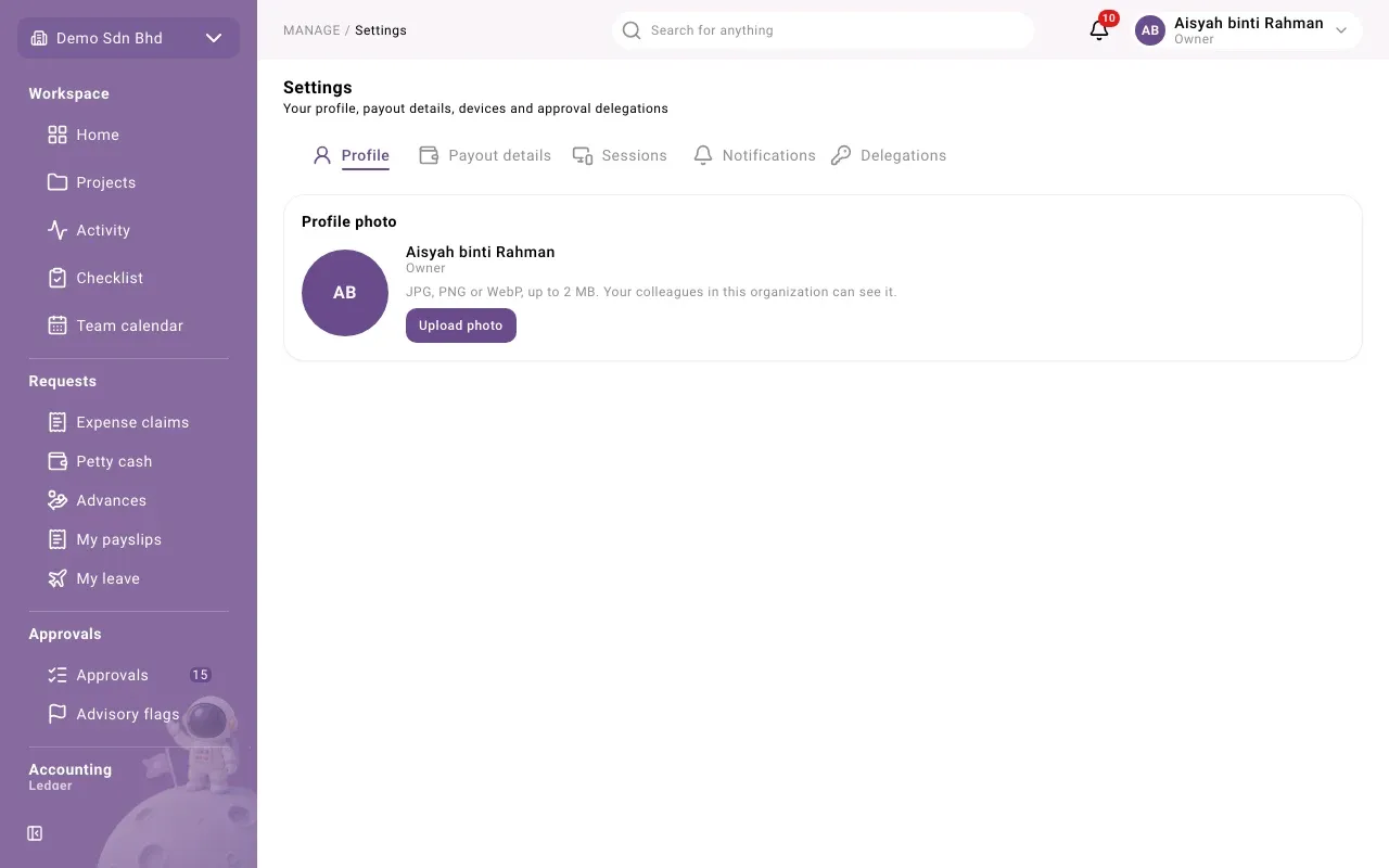 The Profile tab with your photo