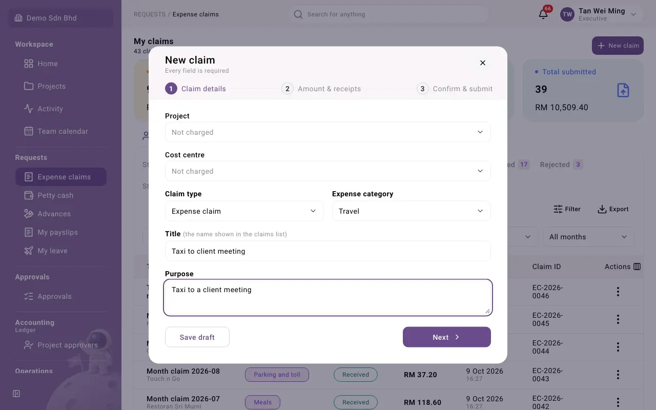 Step 1: Claim details